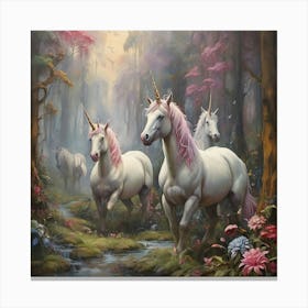 Unicorns In The Forest 1 Canvas Print