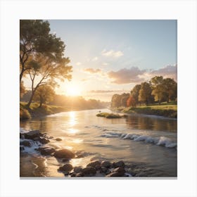 Sunset On The River Canvas Print