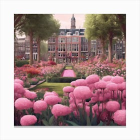 Flower Garden Amsterdam Pink Art Print Canvas Print