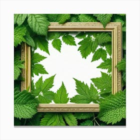 Frame With Green Leaves 7 Canvas Print