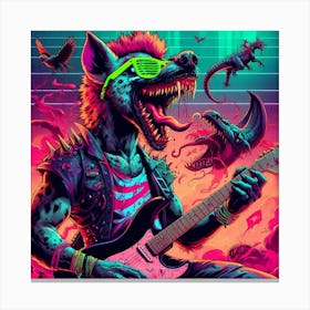 Guitarist Neon Hyena Canvas Print