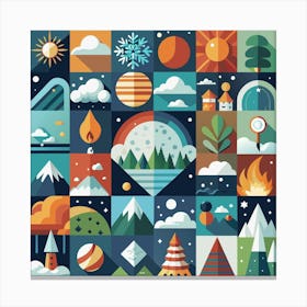 Set Of Flat Nature Icons Canvas Print