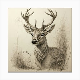 Deer Drawing 37 Canvas Print