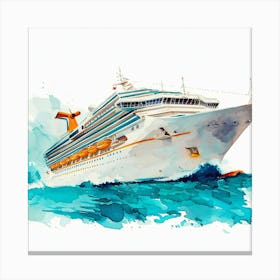 Watercolor Of A Cruise Ship 1 Canvas Print