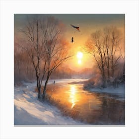 Sunset By The River Canvas Print