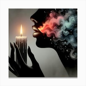 Portrait Of A Woman Burning A Candle Canvas Print