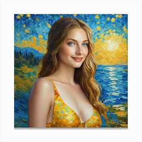 Girl At Sunset io Canvas Print