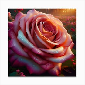 Pink Rose At Sunrise Canvas Print