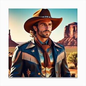 Cowboy In The Desert 8 Canvas Print