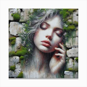 Girl With Moss Canvas Print