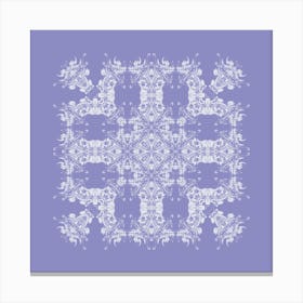 Ornate Motif Lilac And White Canvas Print
