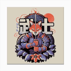 Samurai Fox Square Canvas Print
