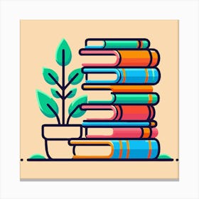 Books Design Collection Cartoon Reading Book Book Collection (2) Canvas Print