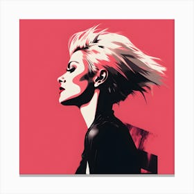 Pink Hair Punk Girl In Leather Jacket Canvas Print