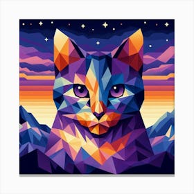 Velvet Low Poly Cat 2 Canvas Print