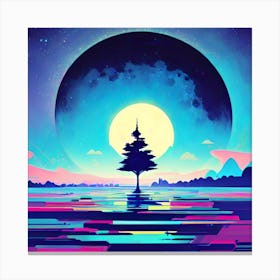 Moon And The Tree Canvas Print