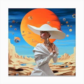 Woman In A White Hat Canvas Print