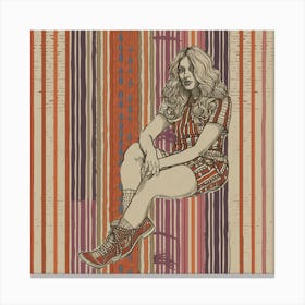 Girl Sitting On A Bench Canvas Print