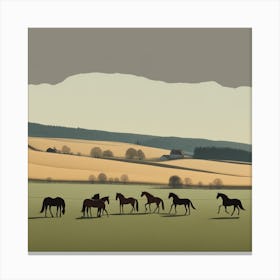 Horses In The Field 5 Canvas Print