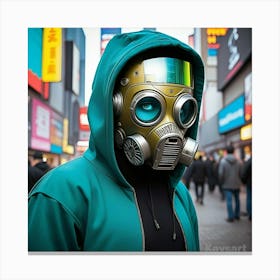 Gas Mask In Times Square Canvas Print