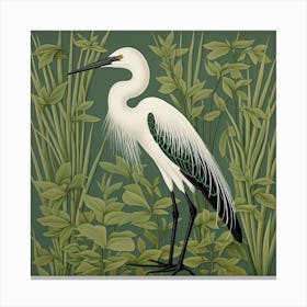 Ohara Koson Inspired Bird Painting Egret 1 Square Canvas Print