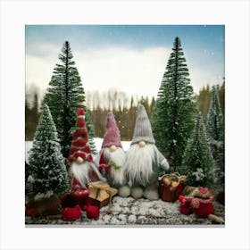 Firefly Magical, Detailed, Fairy, Tale, Winter, Landscape, Soft, Colors, Green, Fir, Trees, Snow, Fa (3) Canvas Print