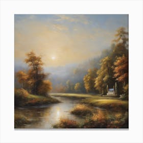 'Church By The River' Canvas Print