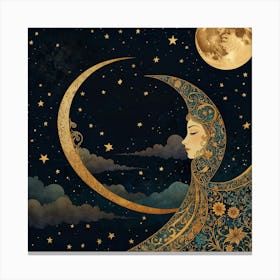 Moon And Stars 7 Canvas Print