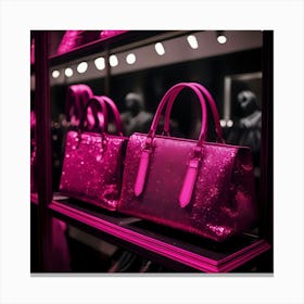 Pink Handbags In A Store Canvas Print