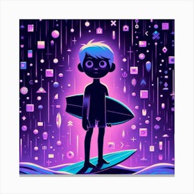 Boy On A Surfboard 1 Canvas Print