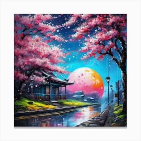 Cherry Blossom Painting Canvas Print