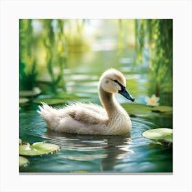 Swan In Water 2 Canvas Print