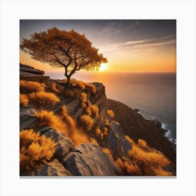 Tree At Sunset 3 Canvas Print