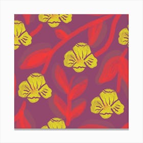 Yellow Flowers On Purple Background Canvas Print