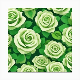 Green Roses Seamless Pattern 3 Canvas Print