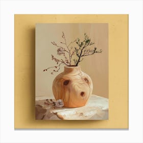 Wood Vase With Flowers Canvas Print