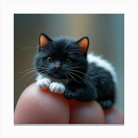 Tiny Kitten On A Finger Wall Decoration Canvas Print