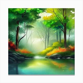 Forest Landscape Painting Canvas Print