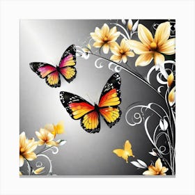 Butterflies And Flowers 7 Canvas Print