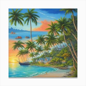 Sunset On The Beach Canvas Print