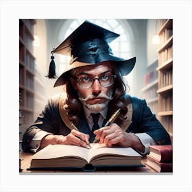 Professor In A Library Canvas Print