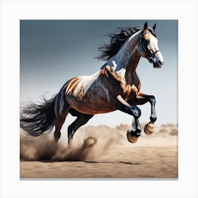 Horse Galloping In The Desert Canvas Print