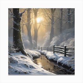 Winter Woodland Stream Canvas Print