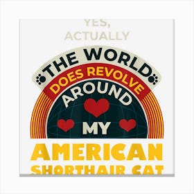 The World Revolves Around My American Shorthair Cat Funny Canvas Print