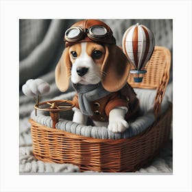 Beagle In A Basket~Reimagined 1 Canvas Print