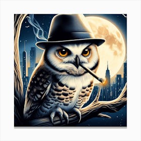 Owl Smoking A Cigarette 1 Canvas Print