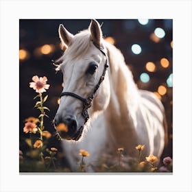 White Horse In The Field Canvas Print