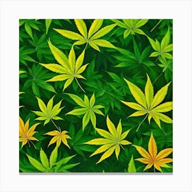 Seamless Pattern Of Marijuana Leaves 1 Canvas Print