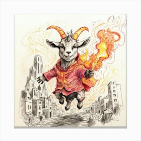 Goat In Flames 8 Canvas Print