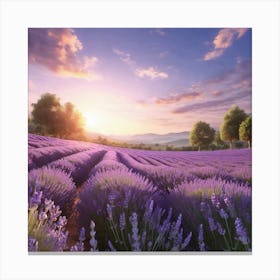 Lavender Field At Sunset Canvas Print